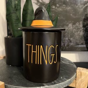 Rae Dunn By Magenta “Things” Bathroom Canister With Witches Hat Topper Halloween